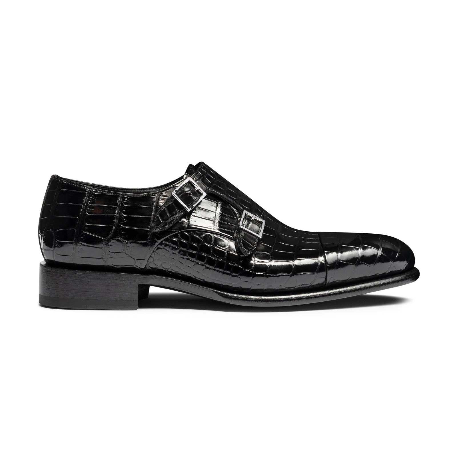 Santoni Alligator à double boucle noir disponible chez Paris Kin Shopping à Kinshasa