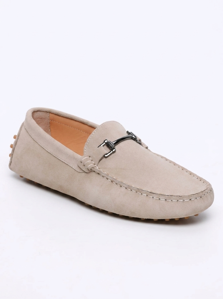 John Scott – Mocassins Elliot en cuir beige clair disponible chez Paris Kin Shopping à Kinshasa