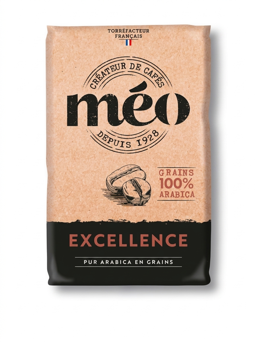Méo Excellence café en grains 100 % Arabica 1 kg disponible chez Paris Kin Shopping à Kinshasa