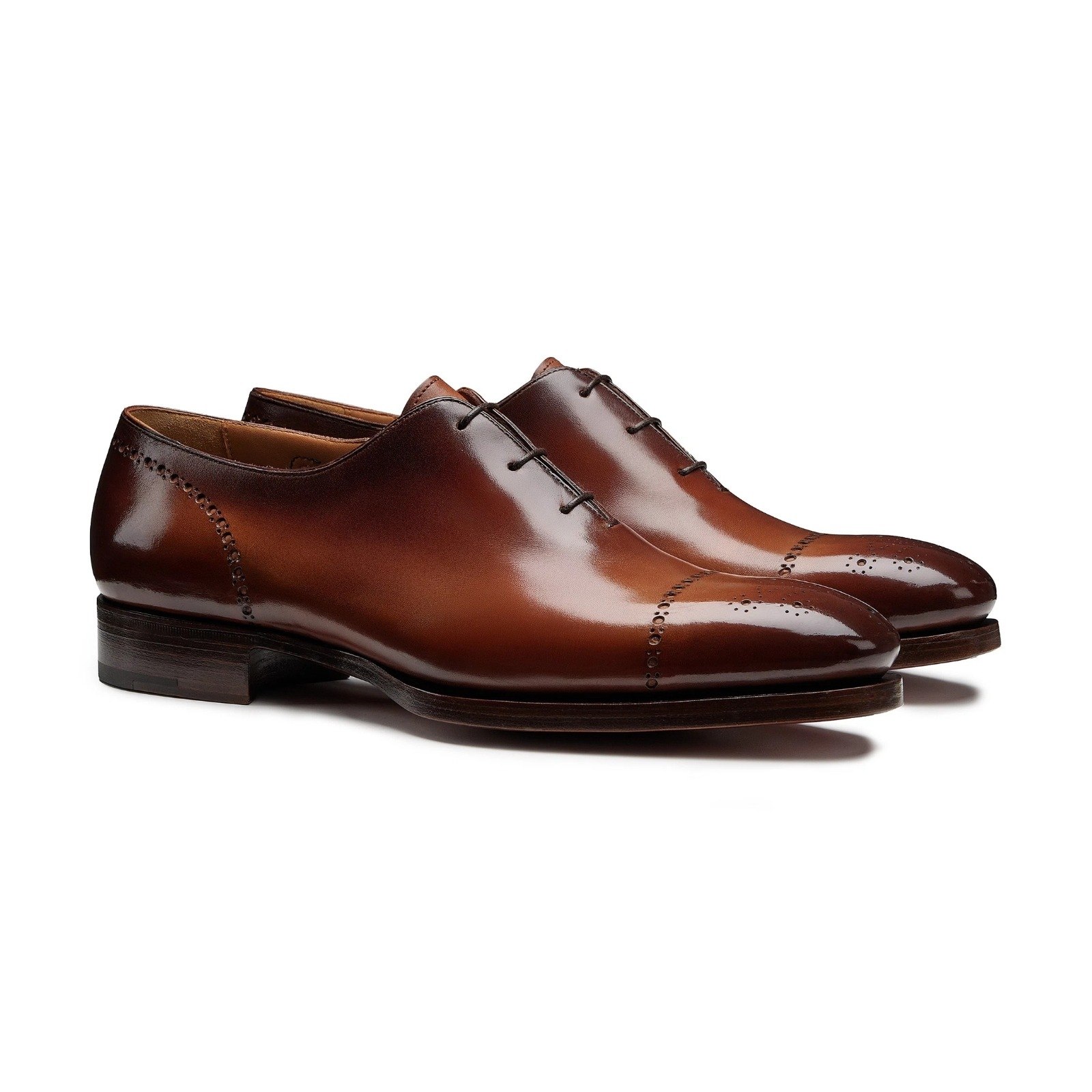 SANTONI Richelieu en cuir marron pour homme (Collection Meraviglia) disponible chez Paris Kin Shopping à Kinshasa