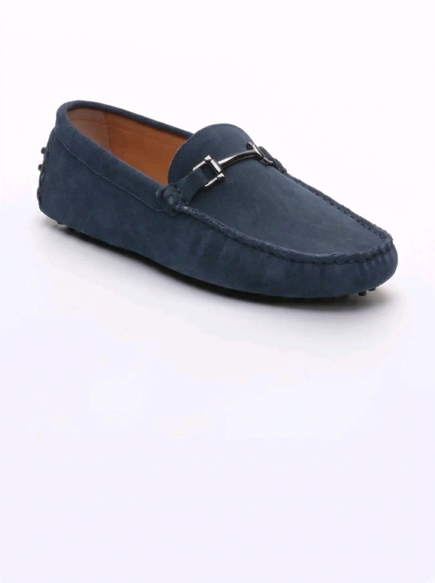 John Scott – Mocassins Harold en cuir suédé bleu disponible chez Paris Kin Shopping à Kinshasa