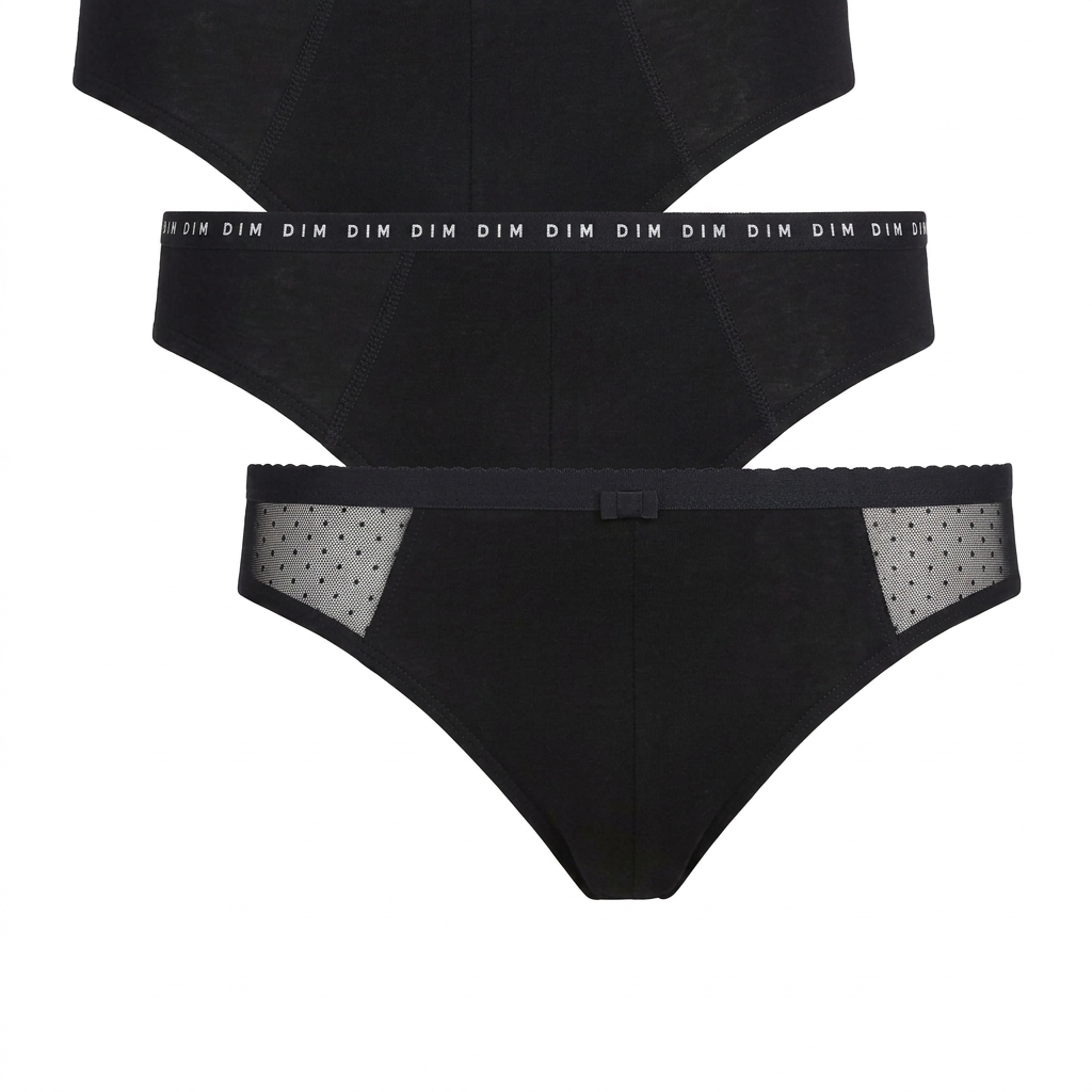 Lot de 3 culottes Menstruelle noires disponible chez Paris Kin Shopping à Kinshasa