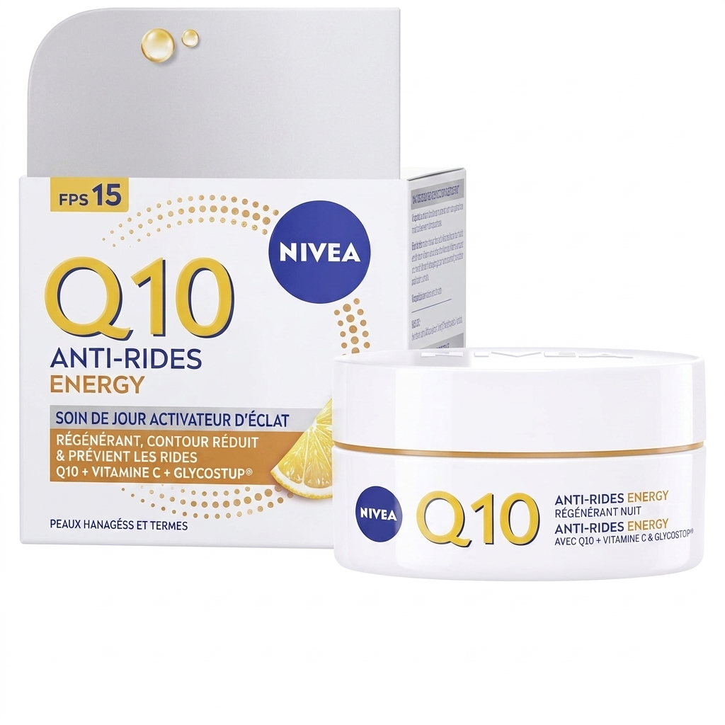 Nivea Q10 Anti-Rides Energy soin de jour SPF 15 disponible chez Paris Kin Shopping à Kinshasa