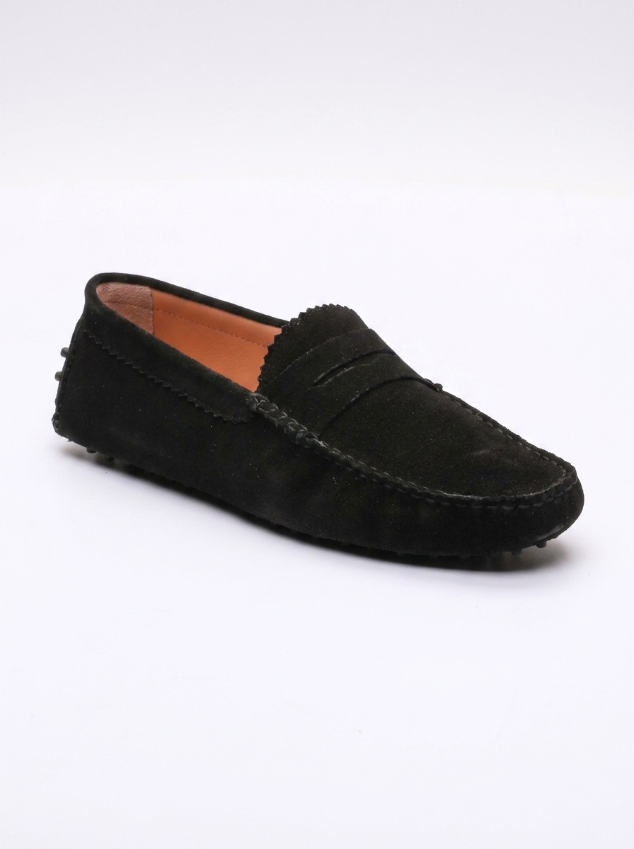 John Scott – Mocassins Deira en cuir suédé noir disponible chez Paris Kin Shopping à Kinshasa