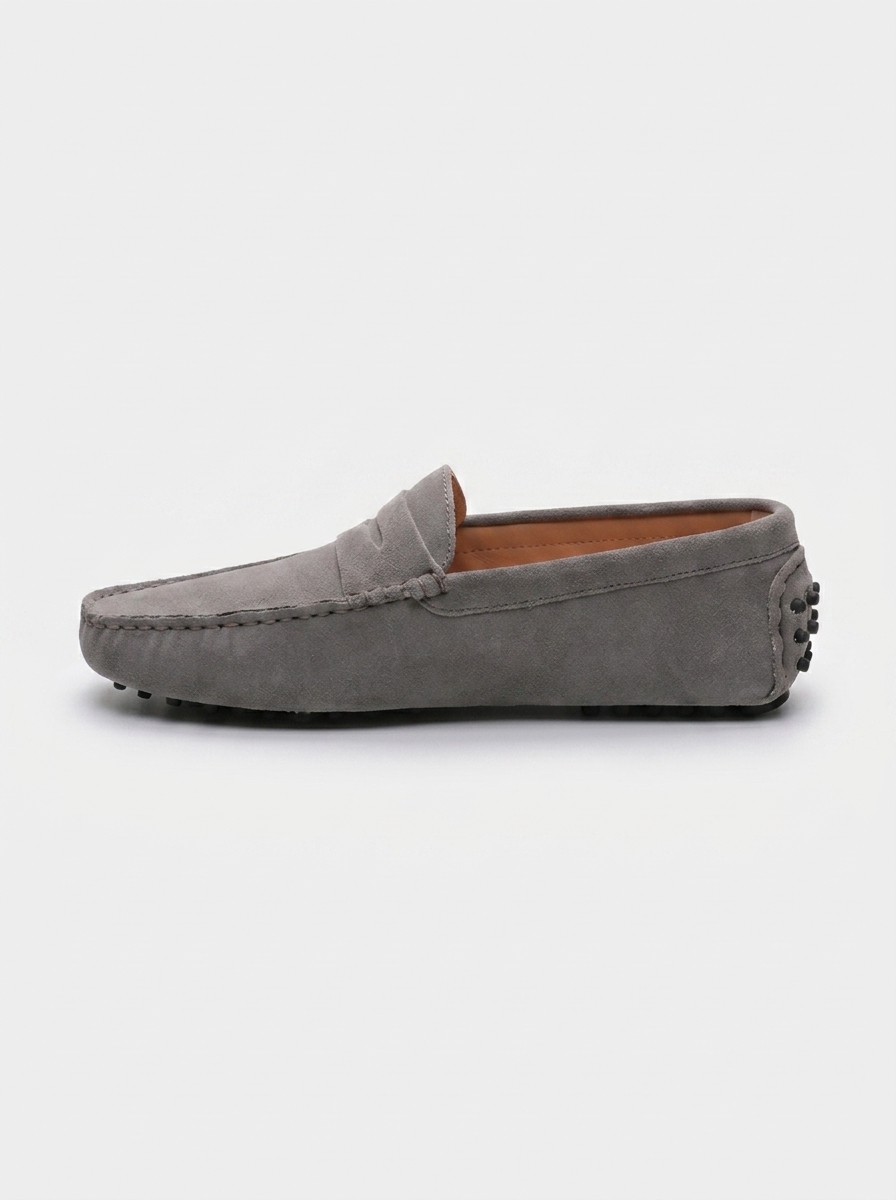 John Scott – Mocassins Wales en cuir gris disponible chez Paris Kin Shopping à Kinshasa