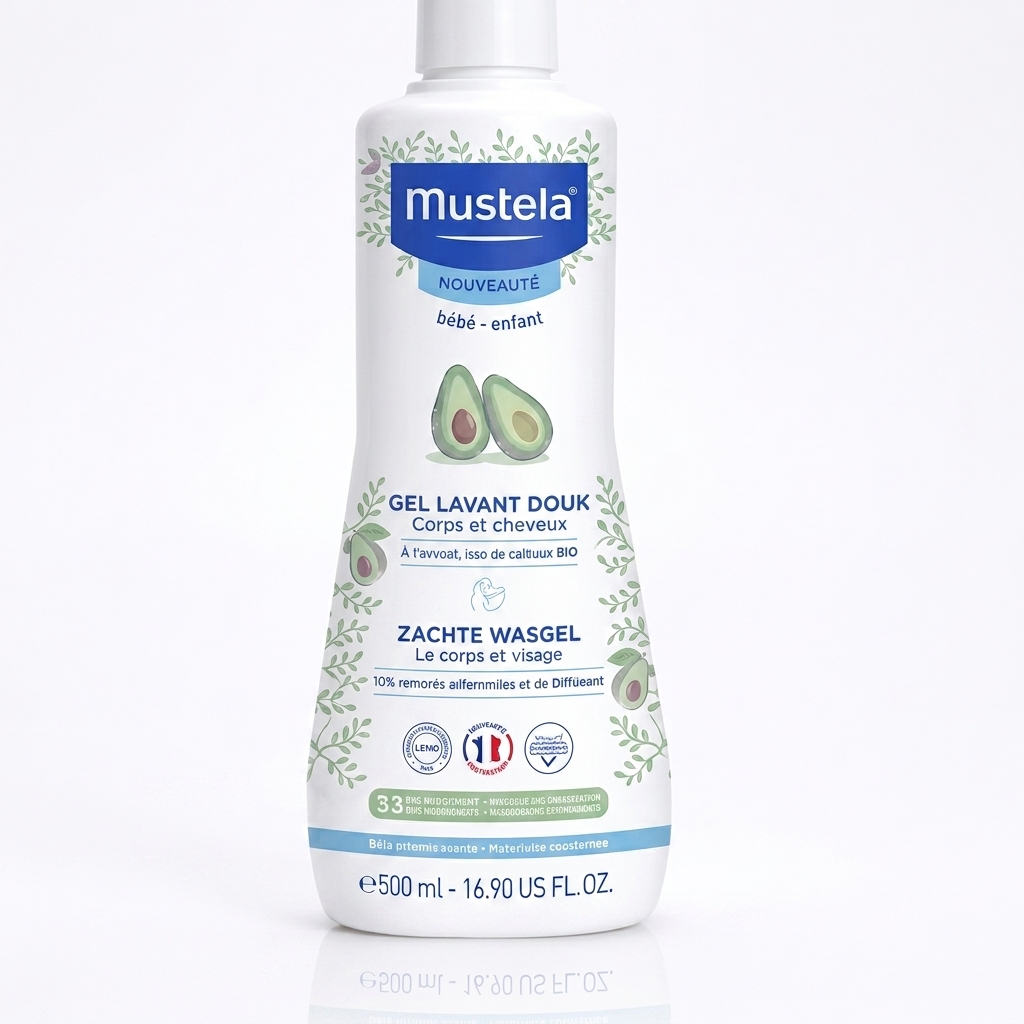 Mustela gel lavant doux 500Ml disponible chez Paris Kin Shopping à Kinshasa