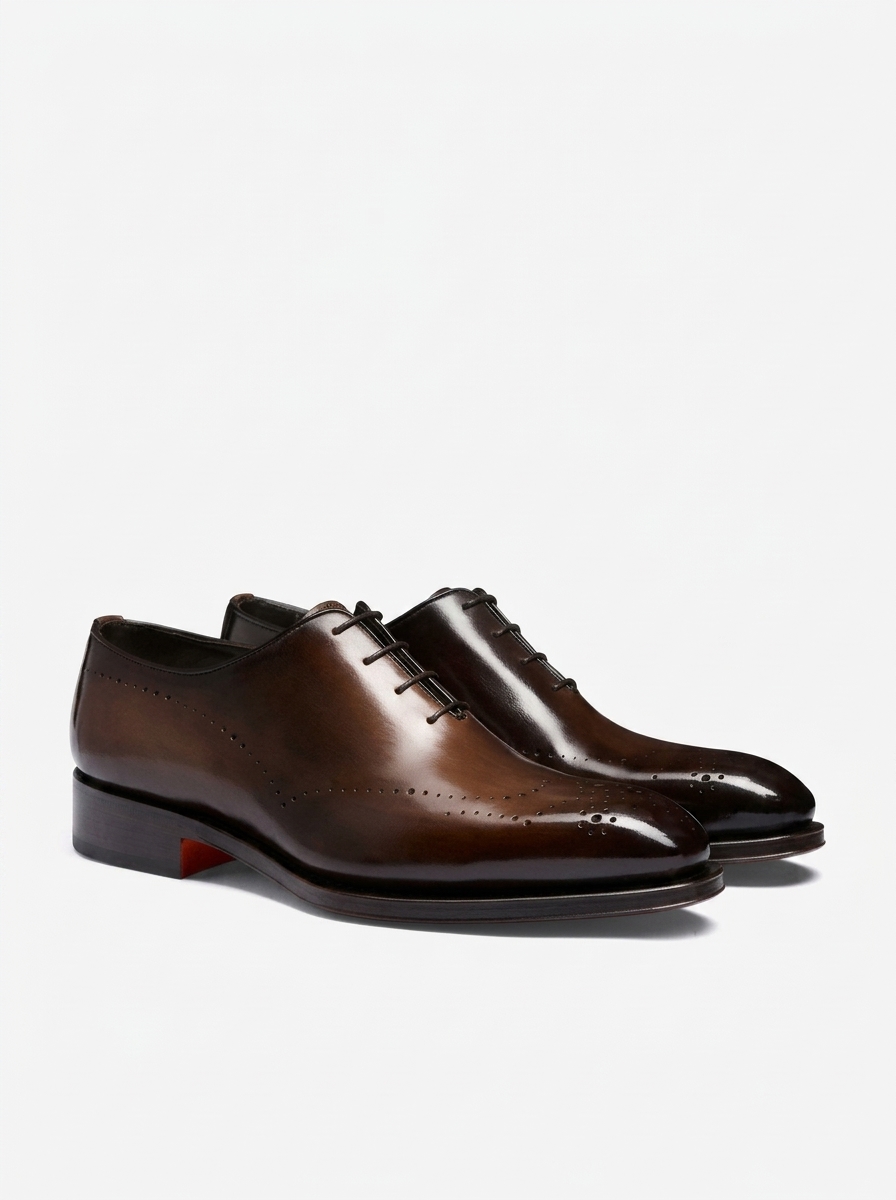 Santoni – Richelieu en cuir brun foncé pour homme disponible chez Paris Kin Shopping à Kinshasa