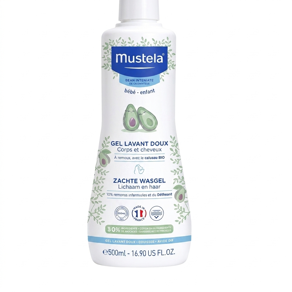 Mustela gel lavant doux pour bébé L'Avocat Bio 500ML disponible chez Paris Kin Shopping à Kinshasa