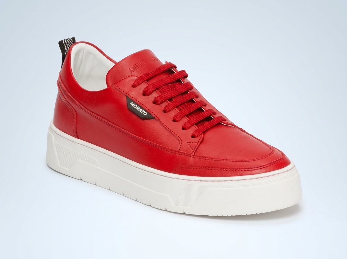 Antony Morato – Baskets Flint en cuir, logo rouge disponible chez Paris Kin Shopping à Kinshasa