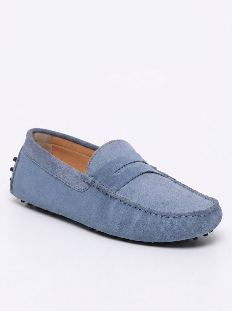 John Scott – Mocassins Wales en cuir suédé indigo disponible chez Paris Kin Shopping à Kinshasa