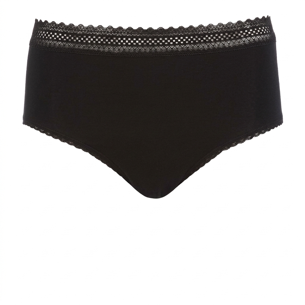 Culotte Menstruelle noire taille haute disponible chez Paris Kin Shopping à Kinshasa