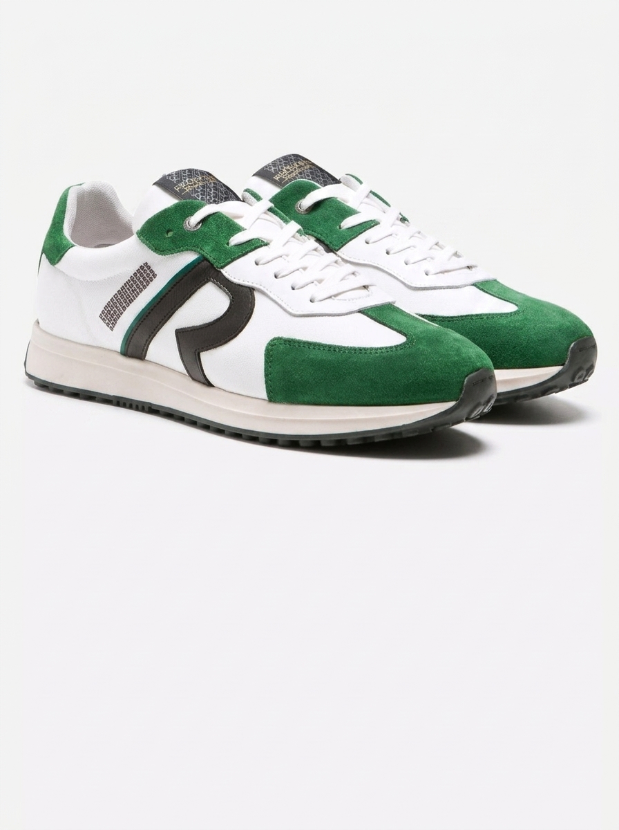 Redskins – Sneakers Blunt en cuir vert et blanc disponible chez Paris Kin Shopping à Kinshasa