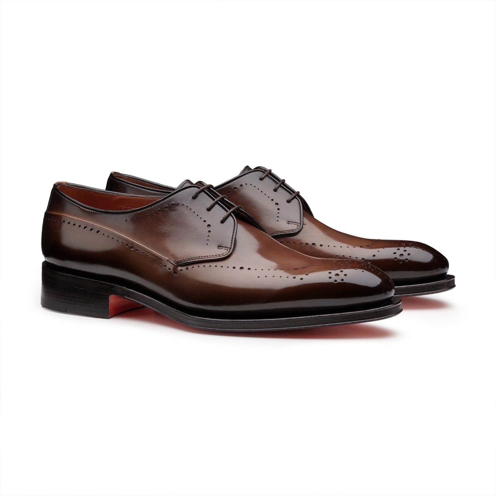 Santoni Richelieu en cuir brun foncé pour homme disponible chez Paris Kin Shopping à Kinshasa