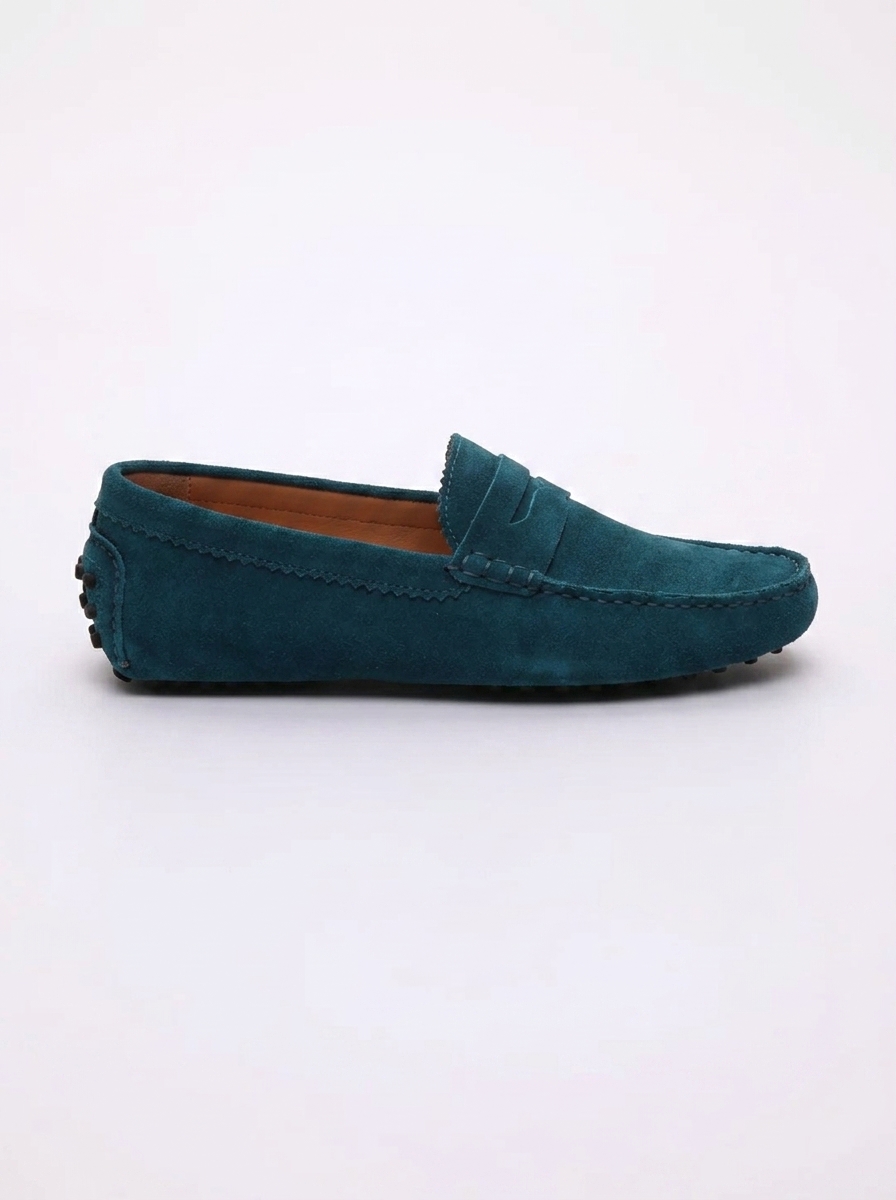John Scott – Mocassins Lew en cuir suédé turquoise foncé disponible chez Paris Kin Shopping à Kinshasa