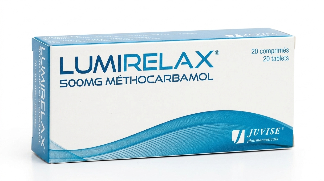 LUMIRELAX 500 mg Méthocarbamol Contractures Musculaires 20pcs disponible chez Paris Kin Shopping à Kinshasa