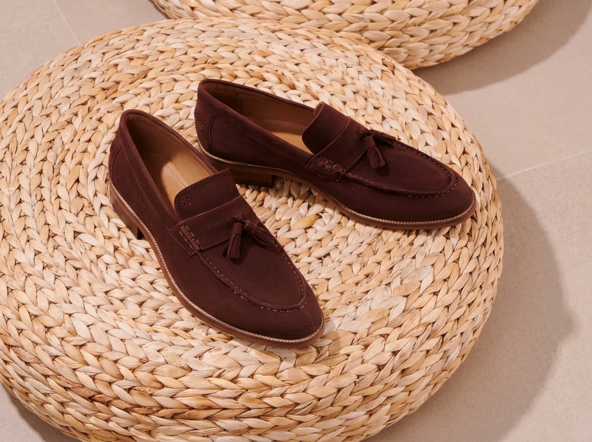 Guillemets – Mocassins Romain en cuir marron foncé disponible chez Paris Kin Shopping à Kinshasa