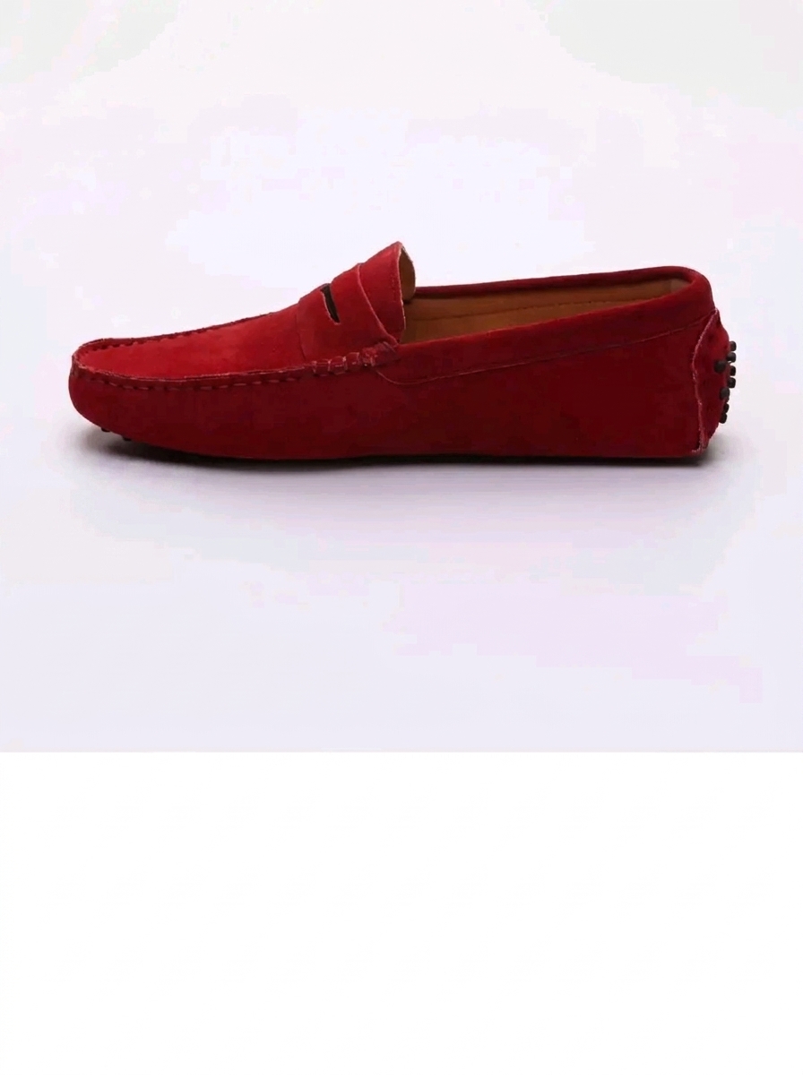 John Scott – Mocassins Cliff en cuir rouge et noir disponible chez Paris Kin Shopping à Kinshasa