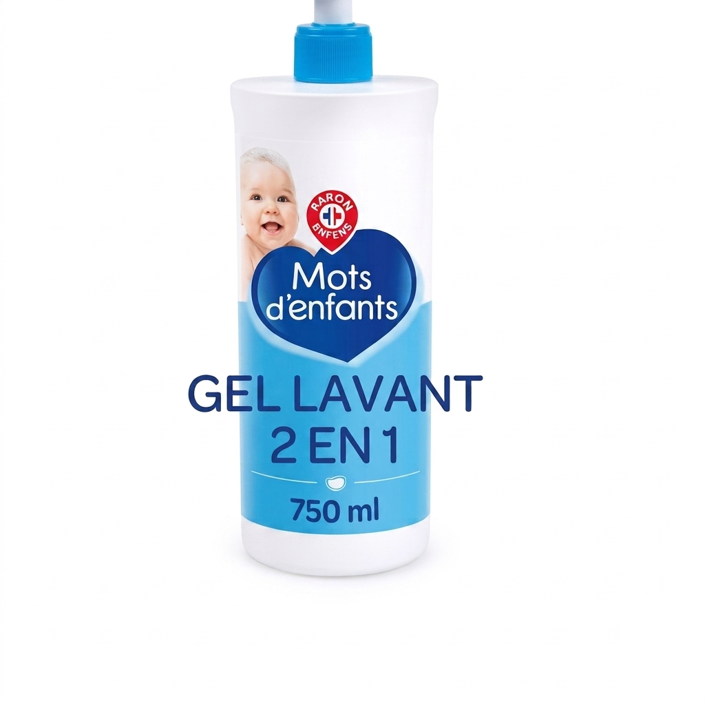 Mots d’Enfants gel lavant bébé 2-en-1 750 ml disponible chez Paris Kin Shopping à Kinshasa